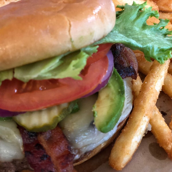 The California burger with avocado and bacon is delicious
