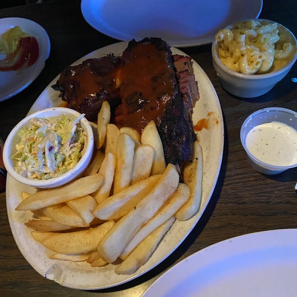 Beef ribs, baby back ribs, brisket, Mac and cheese, coleslaw (with pineapple!), steak fries were all so so amazing! The server, Anya, was wicked friendly and helpful! So so happy to find this place!