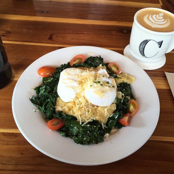 Polenta/kale/poached eggs is my fave and go-to. Also, giant cookies.