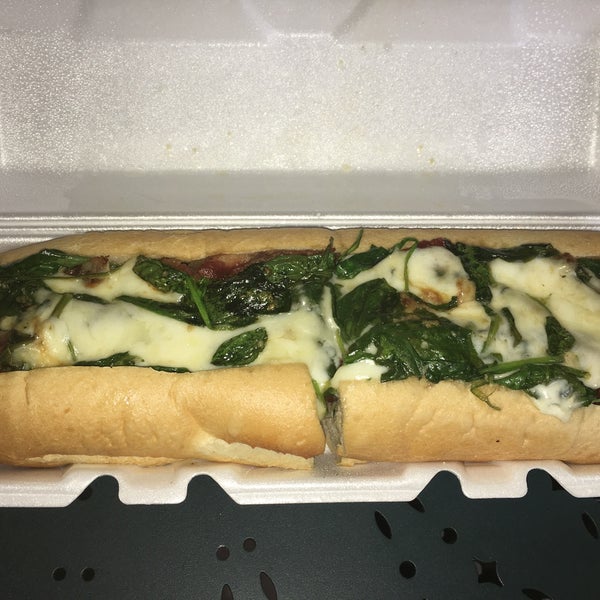 Go off the menu and ask for the oafwhich - an overstuffed medley of spinach, breaded chicken and mozzarella on a footlong sub - at this pizza shop in Philly's Powelton Village neighborhood. Mmmmm.