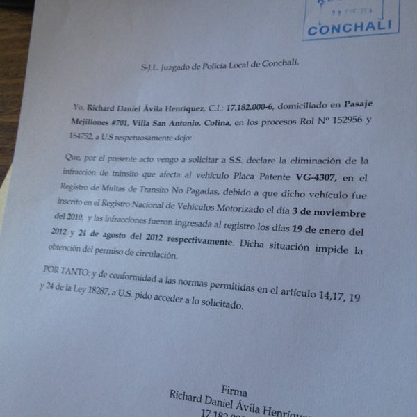 Juzgado de Policia Local Avda. Dorsal 1904