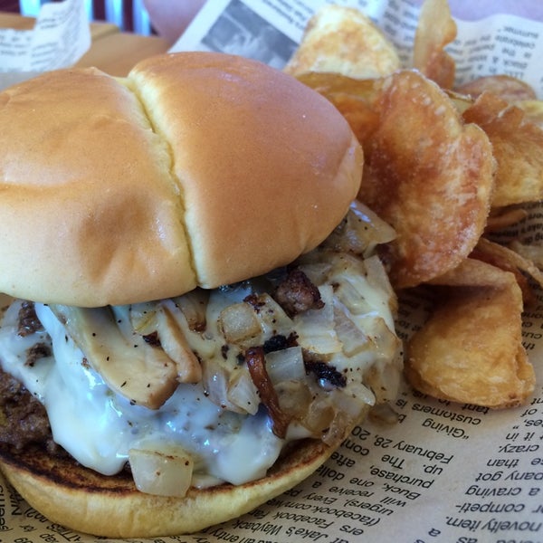 Photo taken at Jake&#39;s Wayback Burgers by Julie C. on 5/18/2014