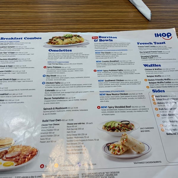 Menu (August 2020) - Side 1 - Breakfast - Photo from IHOP