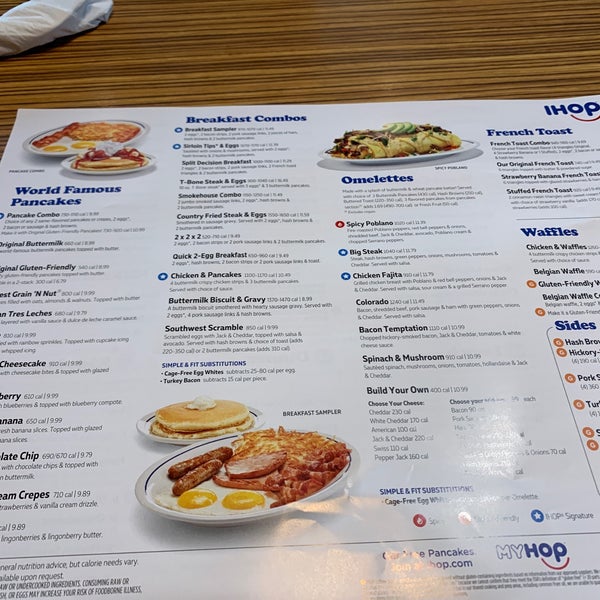 Menu (August 2020) - Side 1 - Breakfast - Photo from IHOP