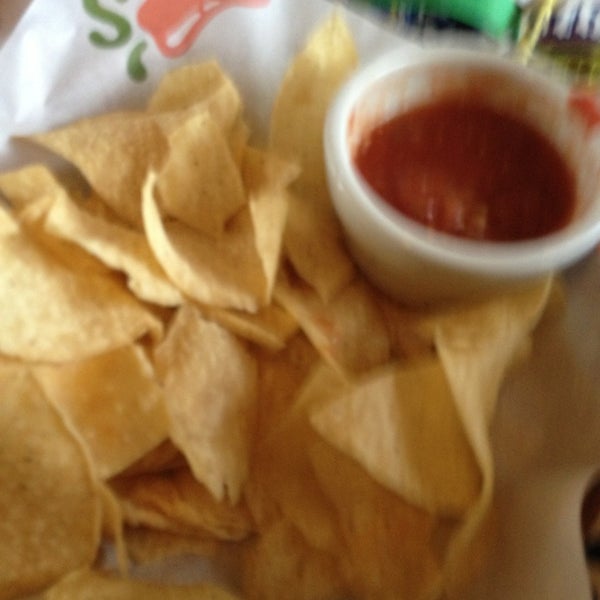 You do get the free chips and salsa when you check in on four square. You also get a free dessert sometimes by checking in as well.