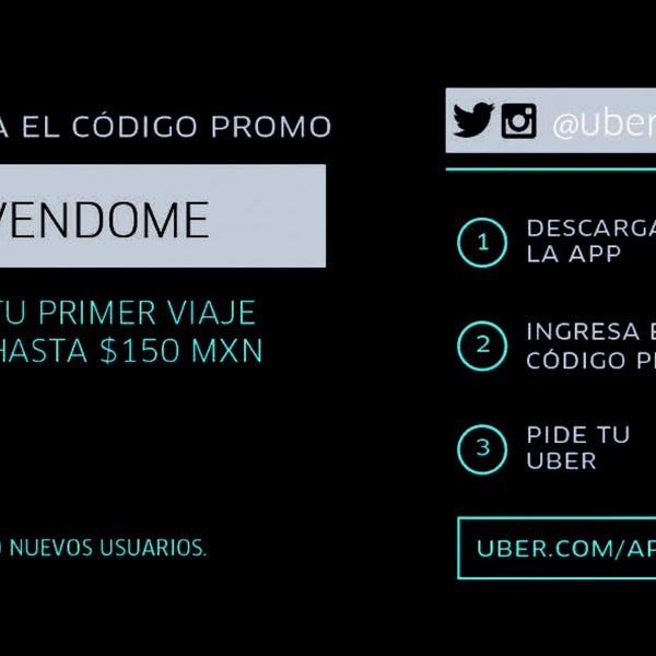 Viaja gratis con Uber promocode: VENDOME