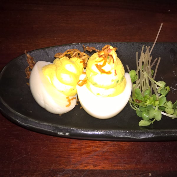 Try the deviled eggs