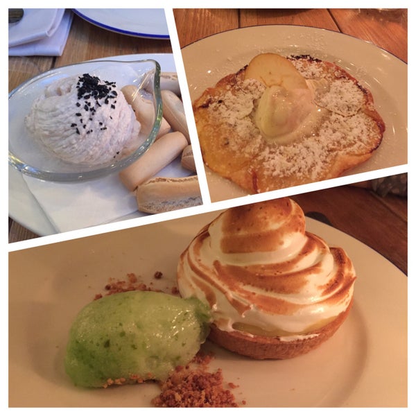 Free appetizers (sweet ham and cheese cream) surprising and yummy.Thin apple pie with ice cream crunchy and tasteful. Meringue lemon pie with cactus ice cream original and awesome. Best lemon pie ever