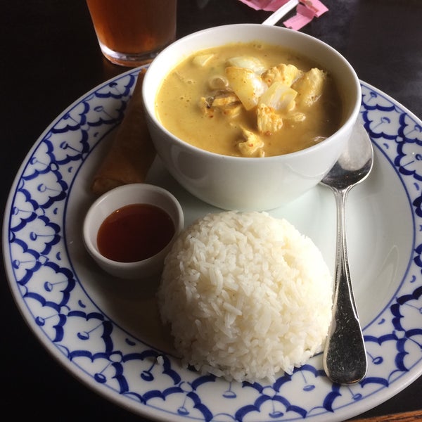 Yellow Curray with Chicken (#3 spice level). The place was deserted at lunch, just one other table. This dish isn't on the lunch menu but they will make anything for you. Free rice refill too.