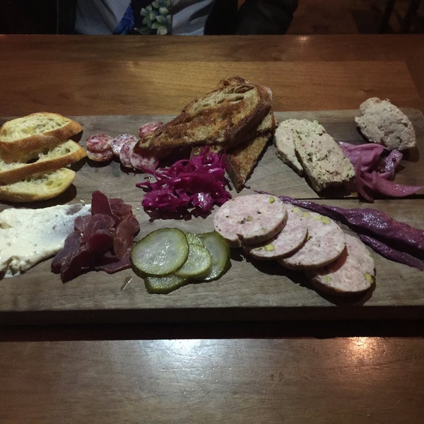 They make their own charcuterie which is amazing. Service is good, the guys are super nice. But try to come when is not too crowed :) good food, price is ok. Giving it 4/5