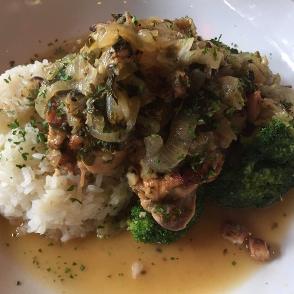 Tonight's special is rabbit.   Stewed with herbs and onions over rice and broccoli.   It's about the best food I've ever had!!  So tender and delicious.  It falls off the bone.   A MUST TRY!