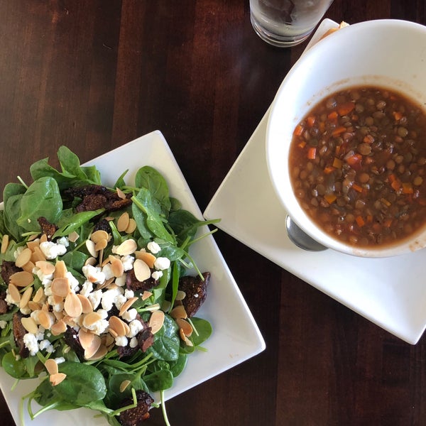 Went with the spinach, fig and goat cheese salad plus the day’s lentil soup. Both excellent and worth getting.