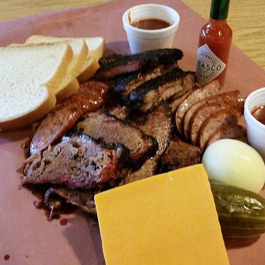 Go for the three-meat Brisket House Special, with brisket, ribs and sausage!