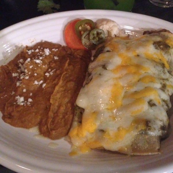 The spinach and mushroom enchilada is spicy but still good