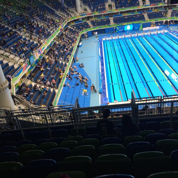 Photo taken at Olympic Aquatics Stadium by Paulo A. on 9/9/2016