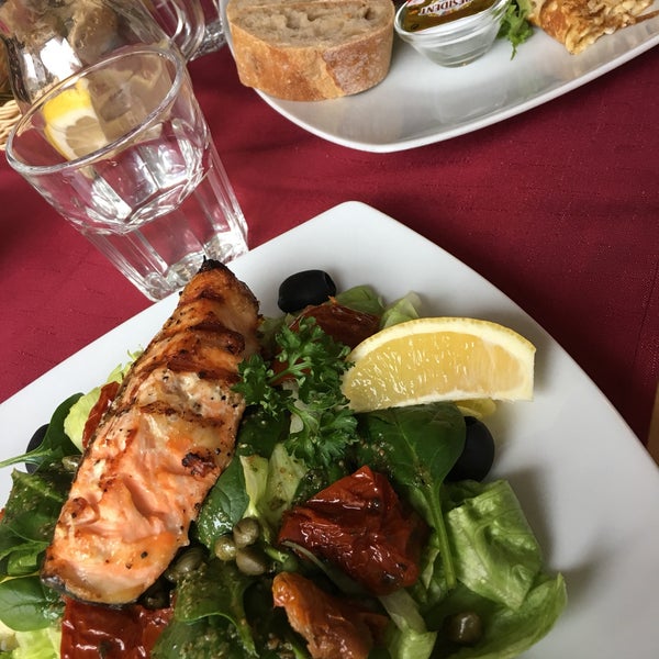 Salads with salmon were fresh and tasty. It just took too long to be served 🙂