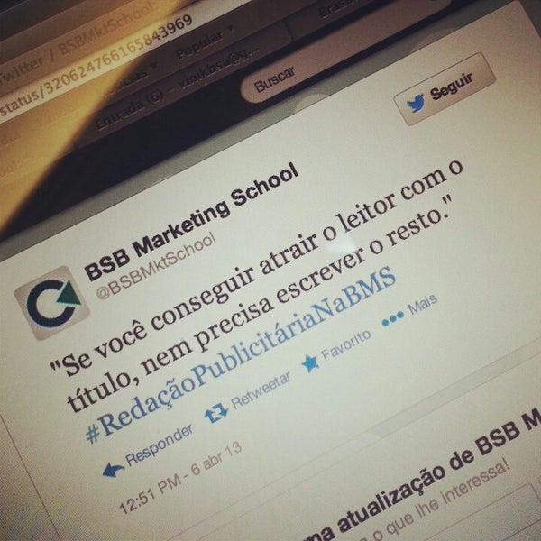 Снимок сделан в Brasilia Marketing School (BMS) пользователем Vinicius S. 4/6/2013