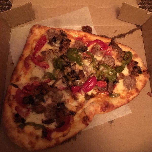 In the pic is the "special pizza". Pepperoni, sausage and meatballs with roasted veggies. This is the mini pizza btw, so good portions for the price. It was delicious and very savory.
