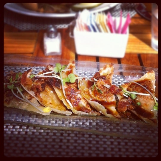 The best appetizer on the menu (Bacon Bar), pan-seared potstickers!