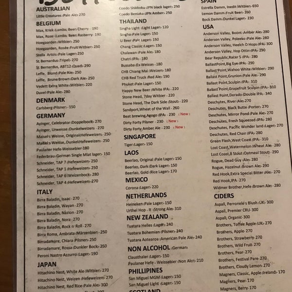 Good bottle list, can try out some Thai micros here in a casual environment. Tap has stuff like La Chouffe and Punk IPA.