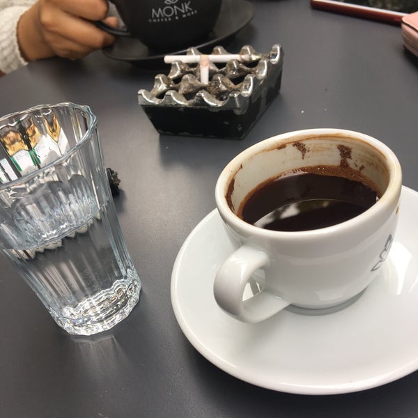 Photo taken at Monk Coffee &amp; More by Öykü G. on 4/13/2019
