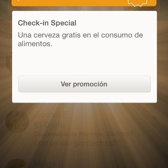 Hice check in y me gane una chela!