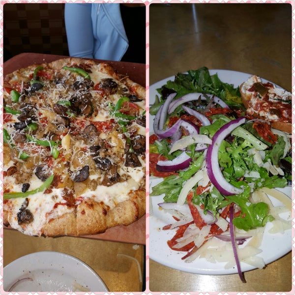 We had the House Salad and the Wolf Pizza on honey wheat crust with wild mushrooms it was delicious I definitely recommend PW Pizza to any pizza lovers and great prices..