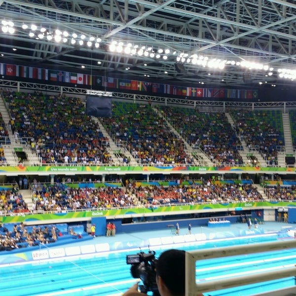 Photo taken at Olympic Aquatics Stadium by Zoltán K. on 9/15/2016
