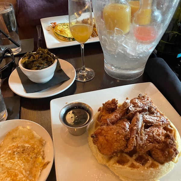 Chicken and waffles is a must! And the mimosas are on point!