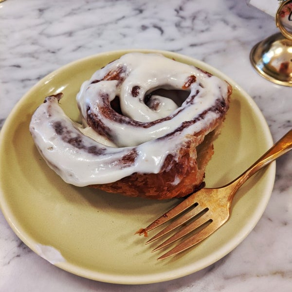 The cinnamon roll is incredible! A cream cheese frosting with a hint of orange really makes it pop!