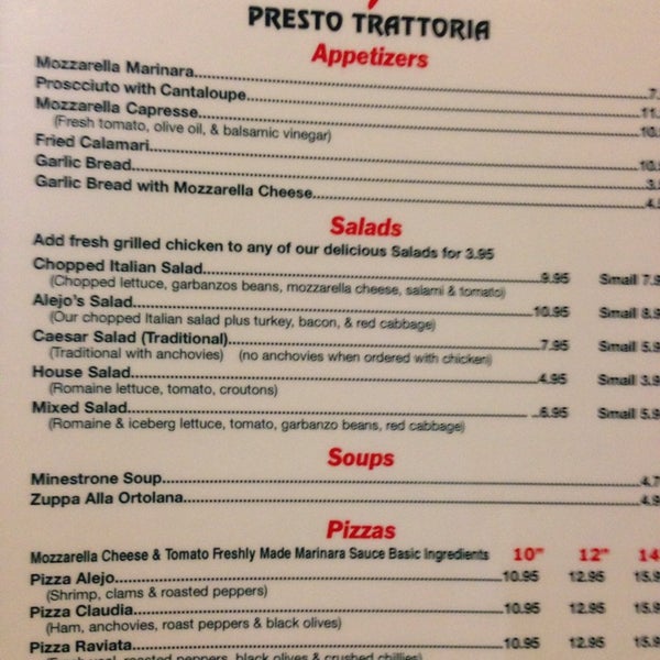 รูปภาพถ่ายที่ Alejo&#39;s Presto Trattoria Italian Restaurant โดย Tom H. เมื่อ 5/21/2014