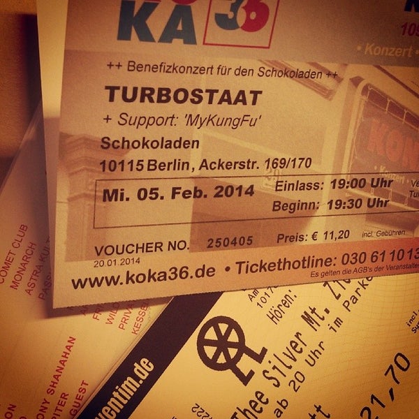 1/20/2014 tarihinde Sn C.ziyaretçi tarafından Koka 36 Konzertkasse'de çekilen fotoğraf