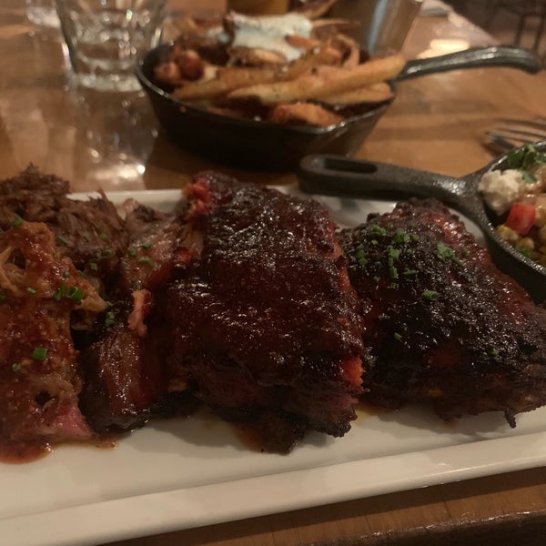 The the chef’s choice barbecue sampler is a great way to taste just about everything. The ribs, the caesar salad, and the succotash were the standouts.