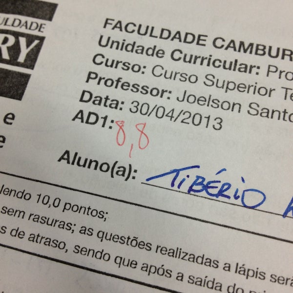Photo taken at Faculdade Cambury by Tibério L. on 5/7/2013