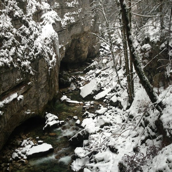 Photo taken at Gorges de l&#39;Areuse by Paulo F. on 1/20/2013