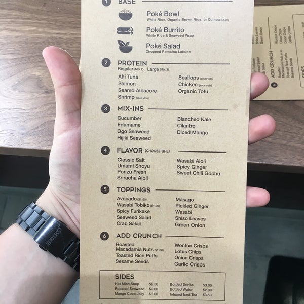 Menu with options