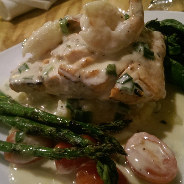 Wild Salmon with a Scampi Shrimp Sauce! Best Seafood dish I have had in awhile. Delicious!