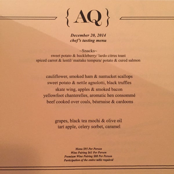 Снимок сделан в AQ Restaurant &amp; Bar пользователем Jaysen N. 12/21/2014