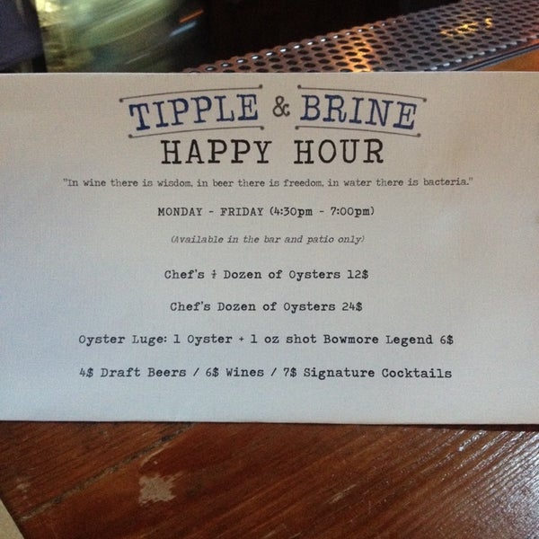 Happy hour 4:30 to 7!