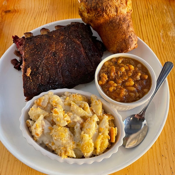 The ribs and brisket are my favorites. The mac & cheese is a great side but don’t sleep on the popover either!