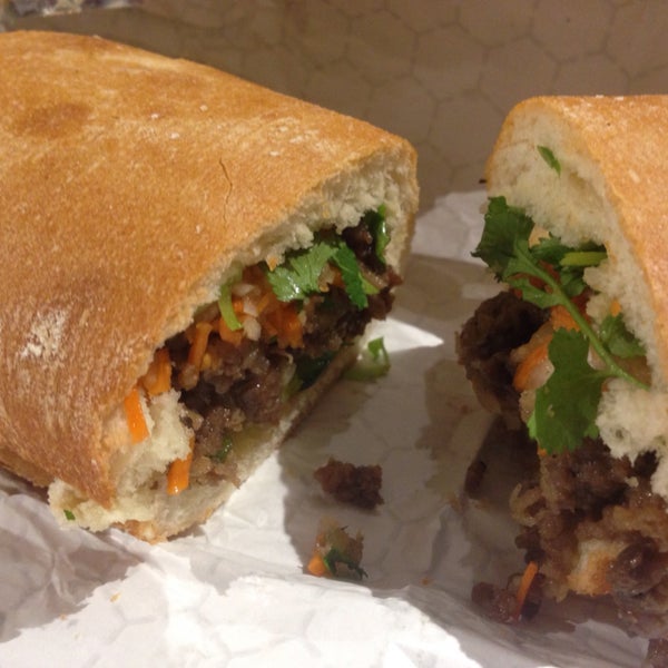 The bulgogi banh mi is so damn delicious. Soft bread, slightly sweet and salty beef, and juicy pickled veggies. I'm addicted.