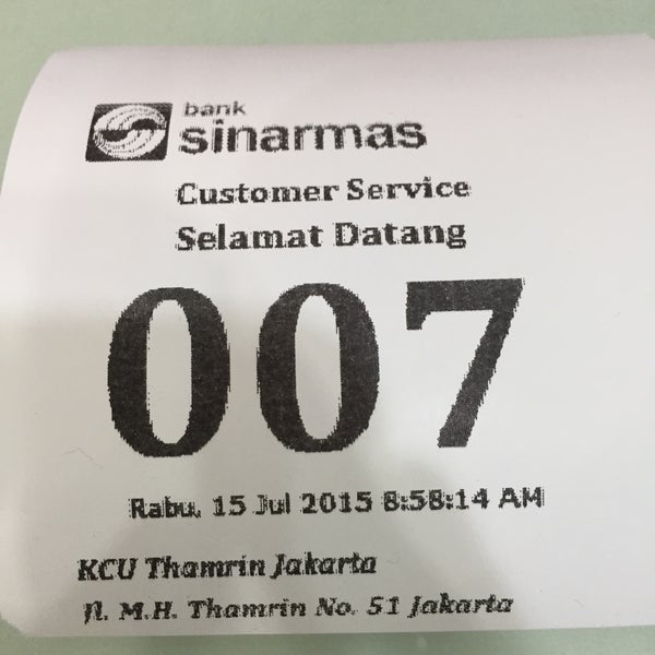 Bank Sinarmas Thamrin Tower 1 Lantai Dasar Menteng Jl Mh Thamrin No 51 Jakarta