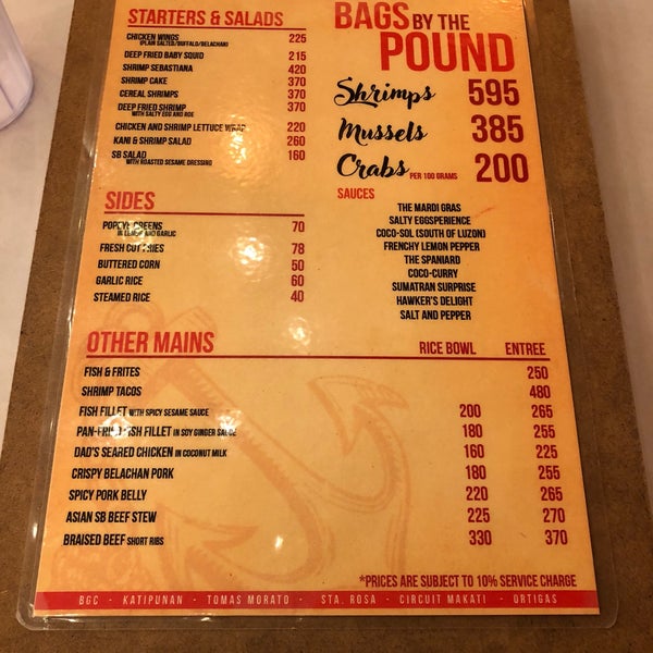 Shrimp bucket menu outlet