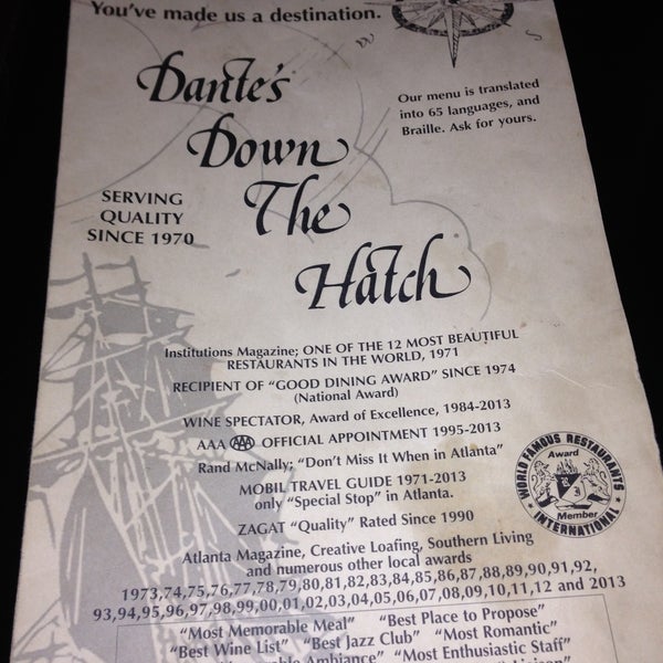 Down the shop hatch menu