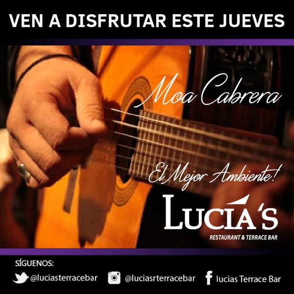 Ven a disfrutar hoy Jueves la voz en vivo de Moa Cabrera, en el mejor ambiente de Santiago.  #musicaenvivo #ambientes #noche #liveyourlife #espectáculossantiago #luciasterracebar