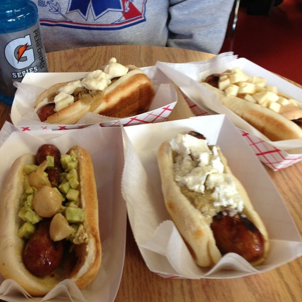 Photo taken at Hot Doug&#39;s by Rebecca C. on 1/25/2013