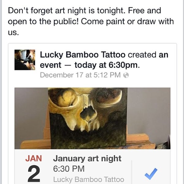 1/2/2014 tarihinde Christina W.ziyaretçi tarafından Lucky Bamboo Tattoo'de çekilen fotoğraf