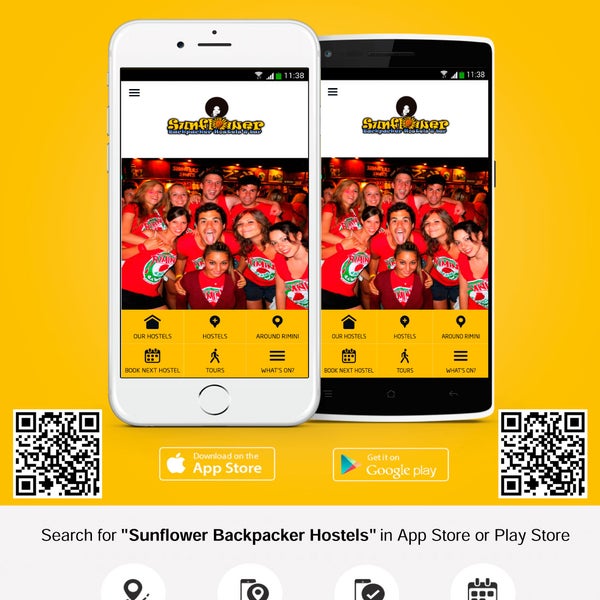 Sunflower Backpacker Hostels  & Bar in Rimini offer you a Free App for a Craziest Rimini. Download now for free !!! http://onelink.to/634wdy Work also off Line. Don't get Lost !!