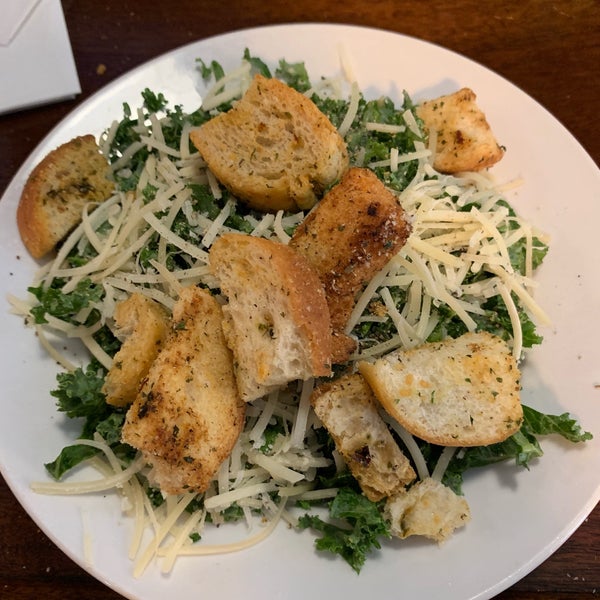 Kale Caesar salad - shaved kale, aged imported Parmesan, toasted croutons, and a creamy Caesar dressing. #anthoninostaverna #24hourfoodgeek Follow us at http://24hourfoodgeek.wordpress.com
