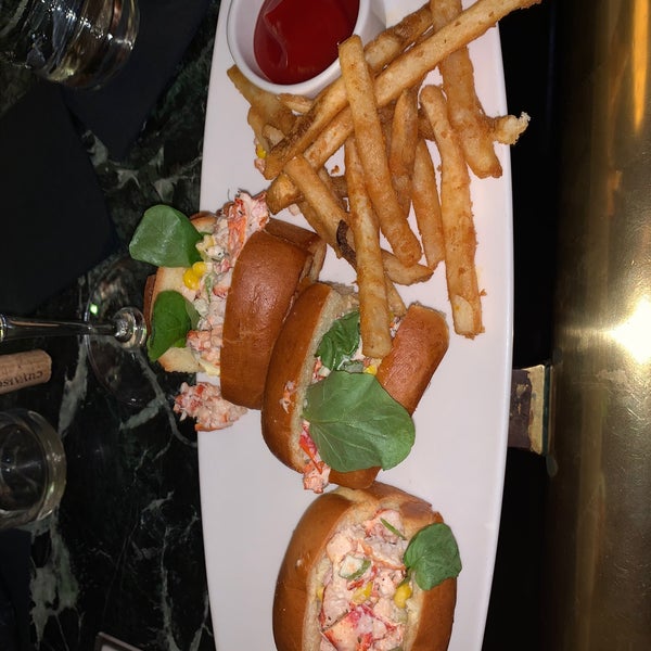 Mini New England lobster rolls - sweet bun, lobster salad, and watercress. #bristolseafoodgrill #24hourfoodgeek  Follow us at http://24hourfoodgeek.wordpress.com